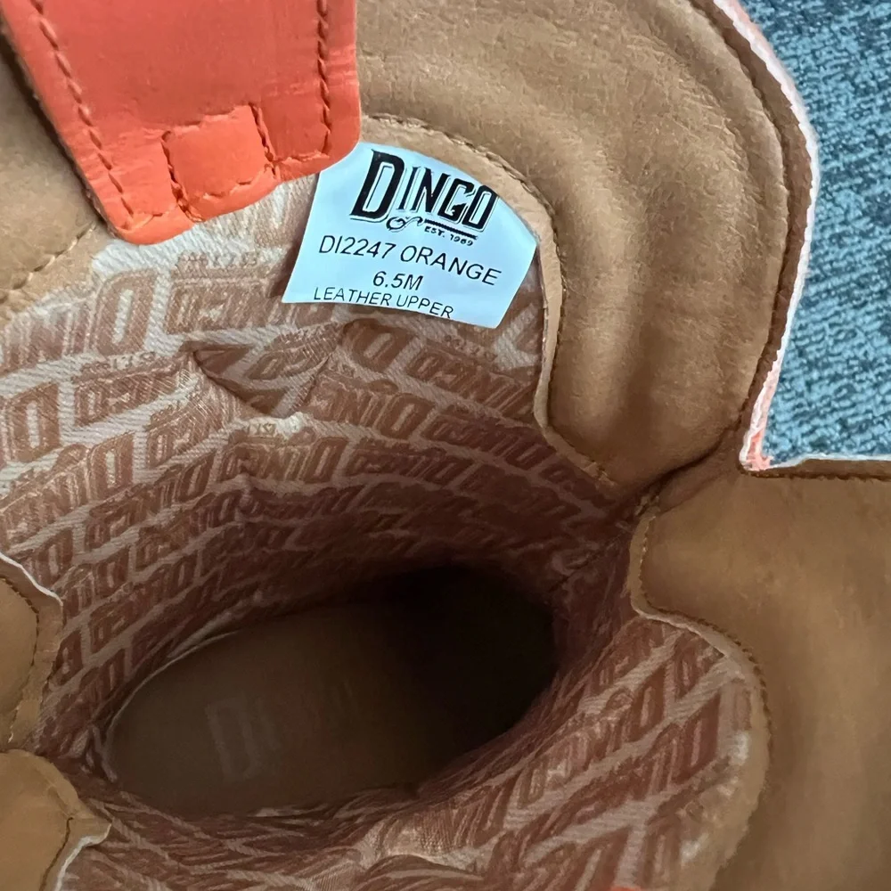 Dingo Tipsy Bootie Women’s Orange Western-Style High Heel Boots - Picture 4 of 7